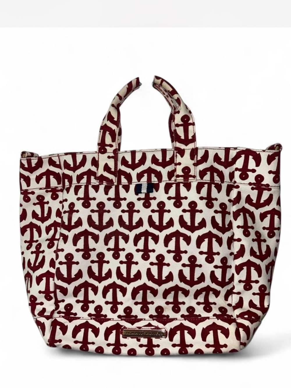 Tommy Hilfiger White with Red Anchor Tote Bag